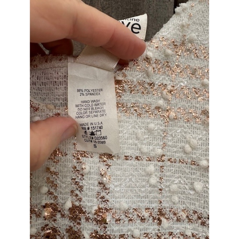 Curve‎ Kimcine Dress Size S White Gold Plaid Sleeveless Mini Bodycon Party - Picture 3 of 6